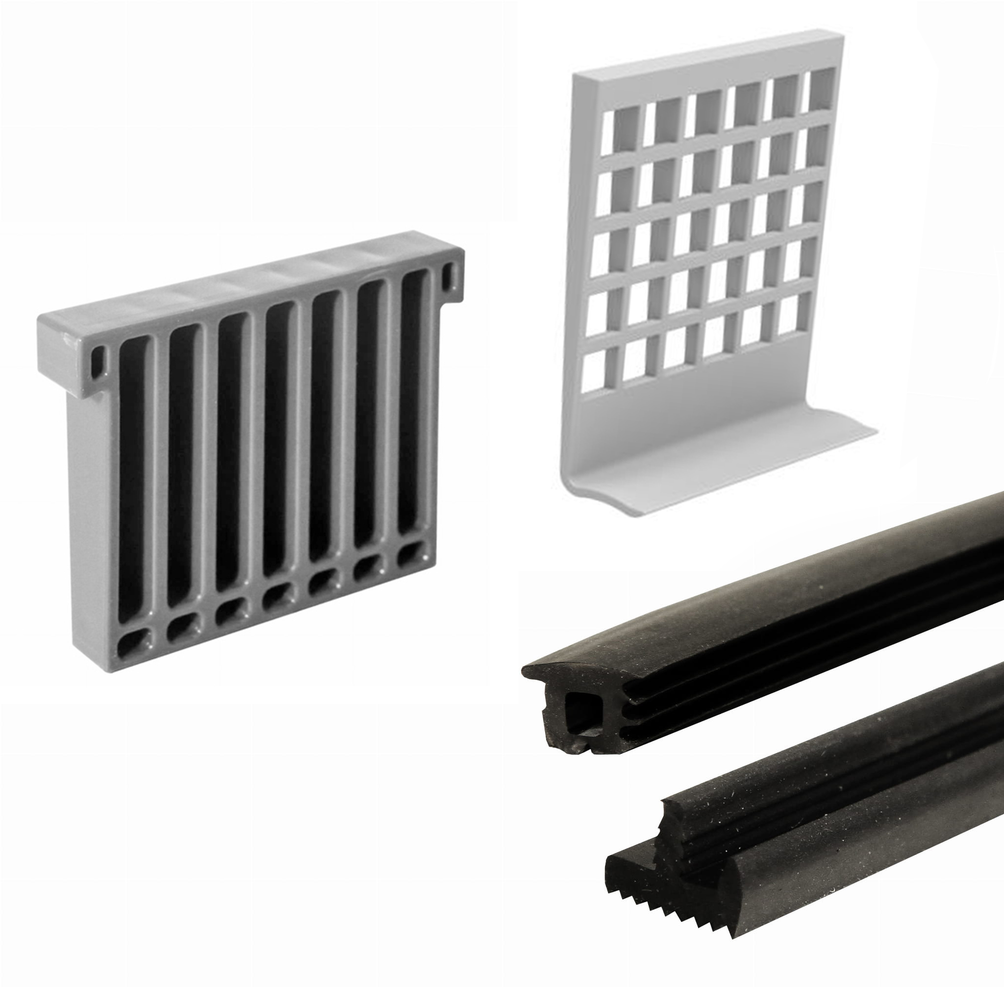Set of rubbers and gaskets for glass